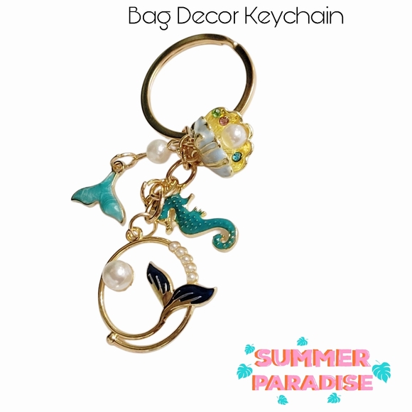 🎀Clearance🎀 Detailed Mermaid Seahorse Bag Decor Keychain Beachy Colors. Summer - Picture 1 of 6